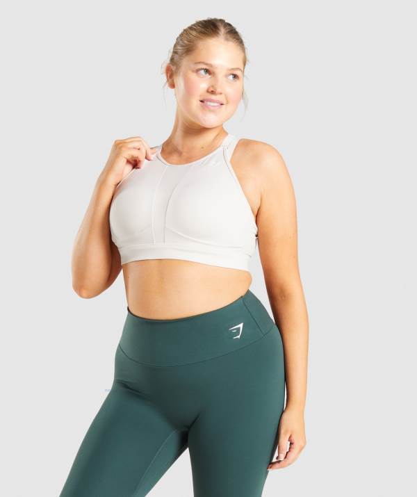 Damske Športové Podprsenky Gymshark Mesh Neckline Krém | VP5236710